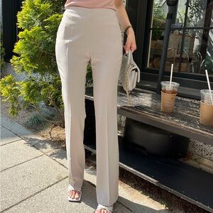 Cream high-waisted summer women's work trousers 🍋